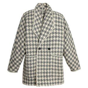 VNT WEILL PARIS HOUNDSTOOTH 100% WOOL COAT GRAY DOLMAN SLEEVE UPSCALE LARGE/XL